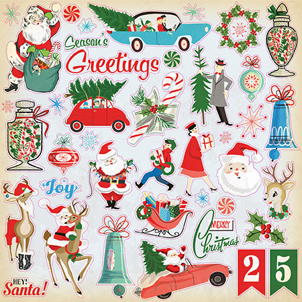 Merry Christmas Stickers in Red & Green