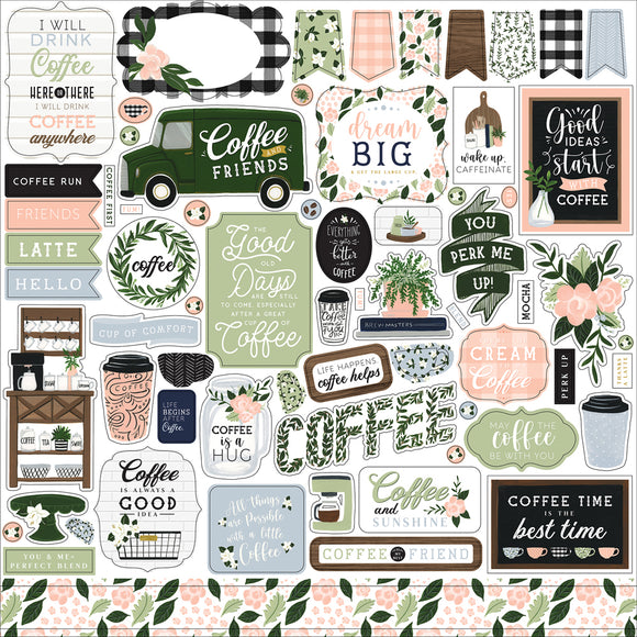 Echo Park 12x12 Cardstock Stickers - Coffee and Friends - Elements
