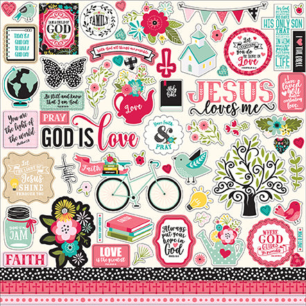 Echo Park 12x12 Cardstock Stickers - Forward With Faith - Elements