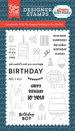 Echo Park Stamp and Die Set - Happy Birthday - Boy - Happy Birthday To You