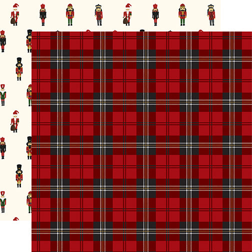 Echo Park Papers - Here Comes Santa Claus - Christmas Plaid - 2 Sheets