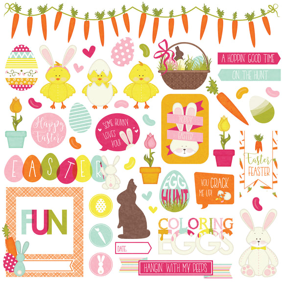 Photo Play 12x12 Cardstock Stickers - Hoppy Easter - Elements