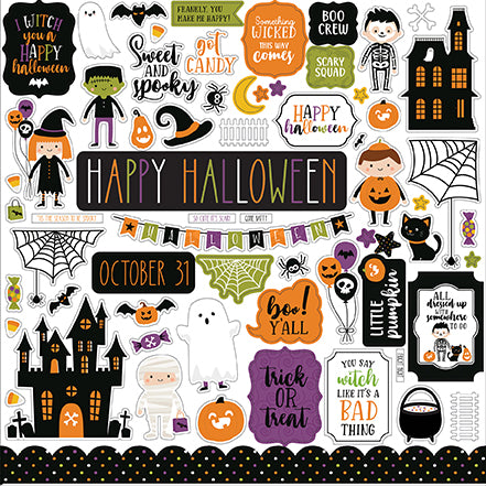 Halloween Collection 12 x 12 Scrapbook Sticker Sheet by Carta Bella