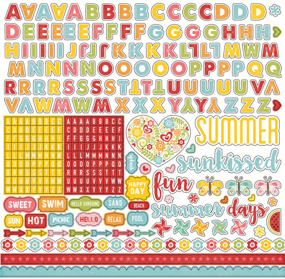 Echo Park 12x12 Cardstock Stickers - Happy Summer - Alpha