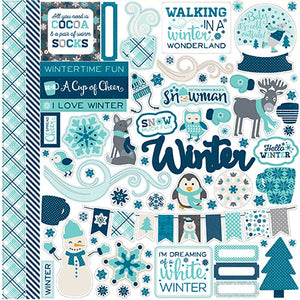 Echo Park 12x12 Cardstock Stickers - Hello Winter - Elements