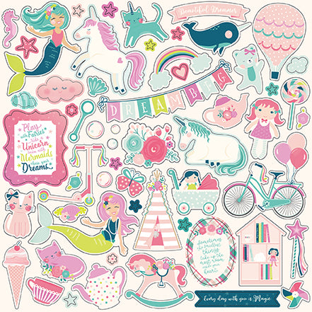 Echo Park 12x12 Cardstock Stickers - Imagine That - Girl - Elements