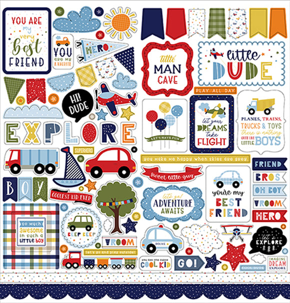 Echo Park 12x12 Cardstock Stickers - Little Dreamer - Boy