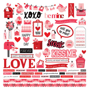 Photo Play 12x12 Cardstock Stickers - Love Letters - Elements
