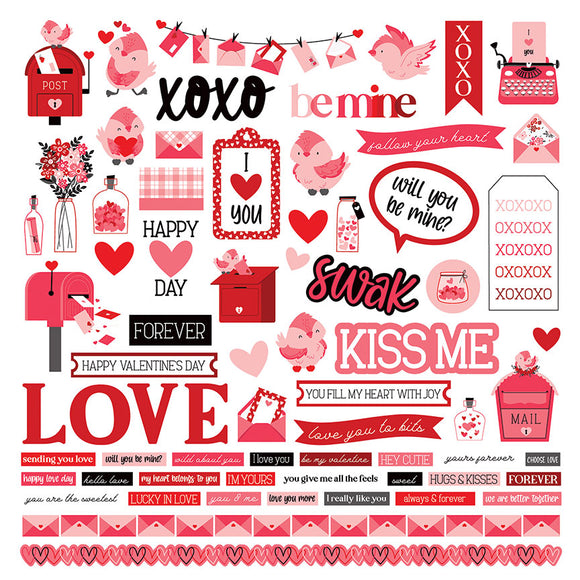 Photo Play 12x12 Cardstock Stickers - Love Letters - Elements