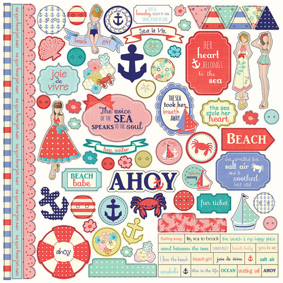 Photo Play 12x12 Cardstock Stickers - Nautical Bliss - Elements