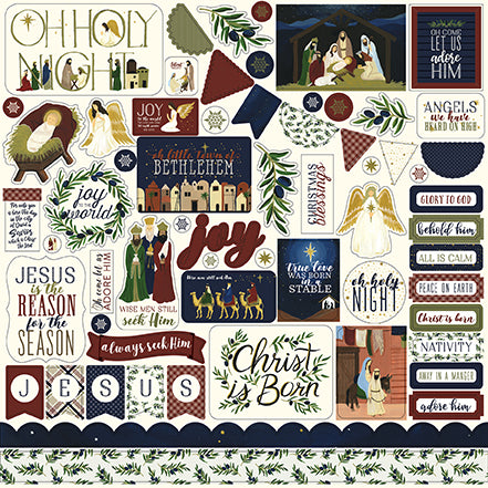 Echo Park 12x12 Cardstock Stickers - Oh Holy Night - Elements