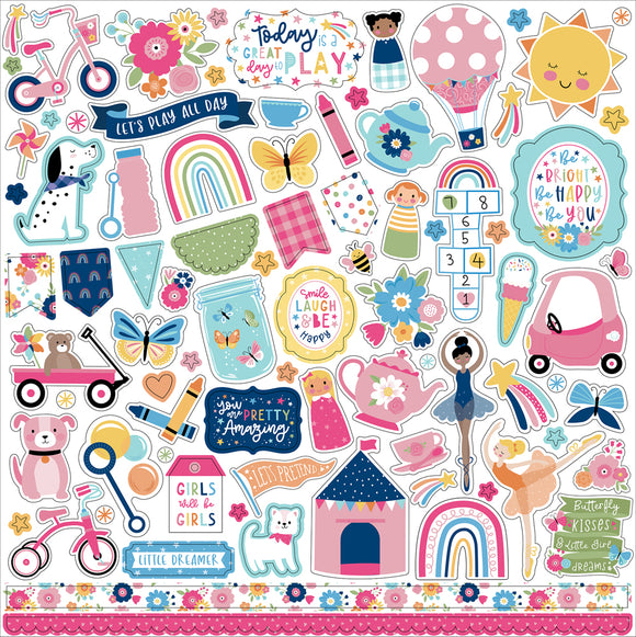 Echo Park 12x12 Cardstock Stickers - Play All Day - Girl