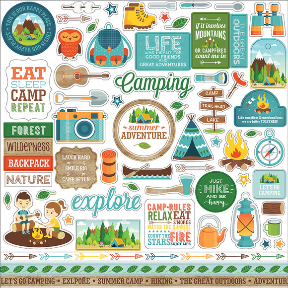 Echo Park 12x12 Cardstock Stickers - Summer Adventure - Elements