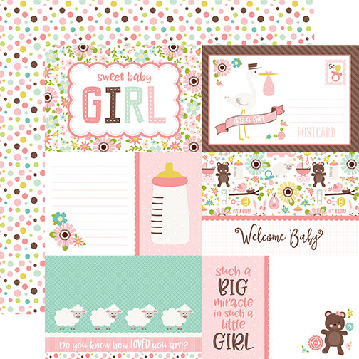 Echo Park Cut-Outs - Sweet Baby - Girl - Journaling Cards