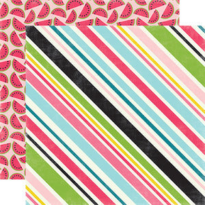 Echo Park Papers - Summer Fun - Sweet Stripe - 2 Sheets