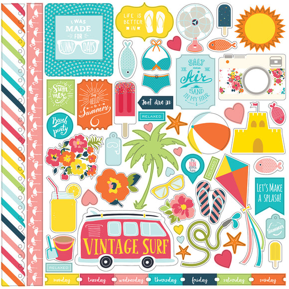 Echo Park 12x12 Cardstock Stickers - Summer Party - Elements