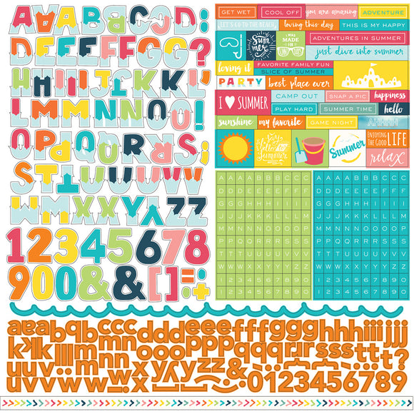 Echo Park 12x12 Cardstock Stickers - Summer Party - Alpha