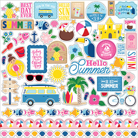 Echo Park 12x12 Cardstock Stickers - I Love Summer - Elements
