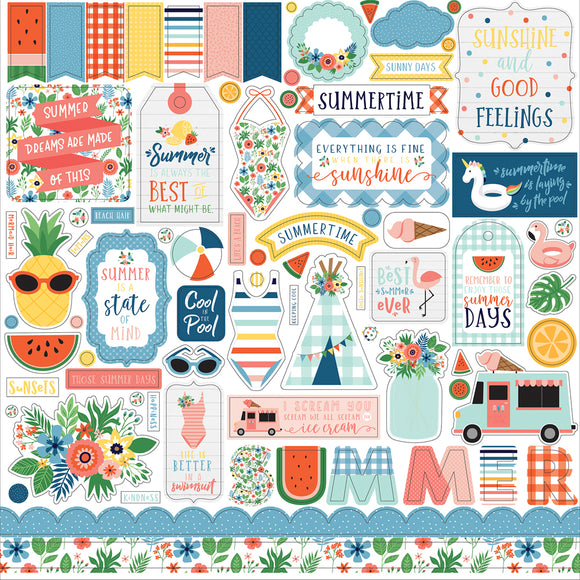 Echo Park 12x12 Cardstock Stickers - Summertime - Elements