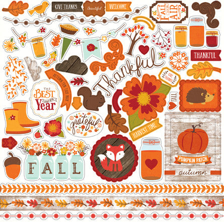 Echo Park 12x12 Cardstock Stickers - The Story of Fall - Elements