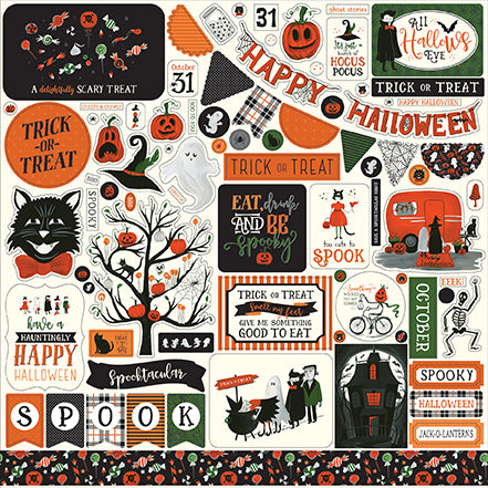 Echo Park 12x12 Cardstock Stickers - Trick or Treat - Elements