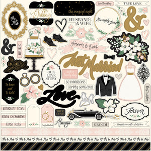 Echo Park 12x12 Cardstock Stickers - Wedding Day - Elements