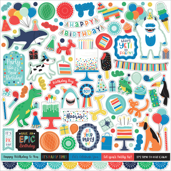 Echo Park 12x12 Cardstock Stickers - It's Your Birthday - Boy - Elements