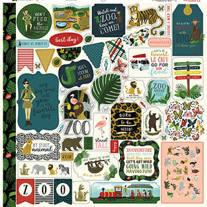 Echo Park 12x12 Cardstock Stickers - Animal Safari - Elements