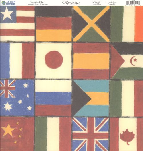 Reminisce Papers - Country Cardstock - International Flags - 2 Sheets