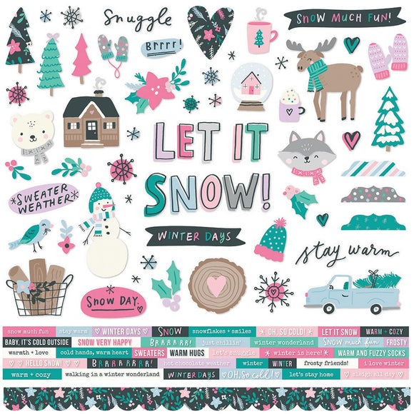 Simple Stories 12x12 Cardstock Stickers - Feelin' Frosty