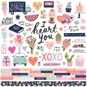 Simple Stories 12x12 Cardstock Stickers - Happy Hearts